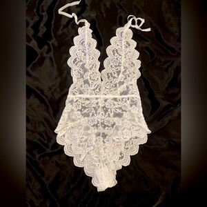 White lace one piece lingerie